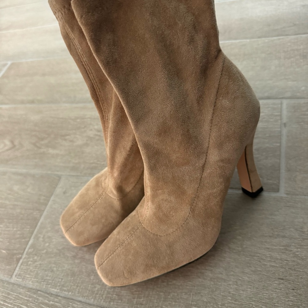 Nude Suede Booties Boots Size 6.5 - Picture 2 of 3